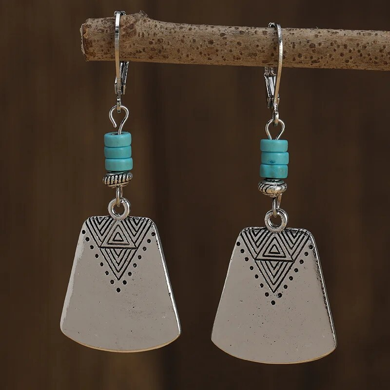 Turquoise Stone Shovel Earrings