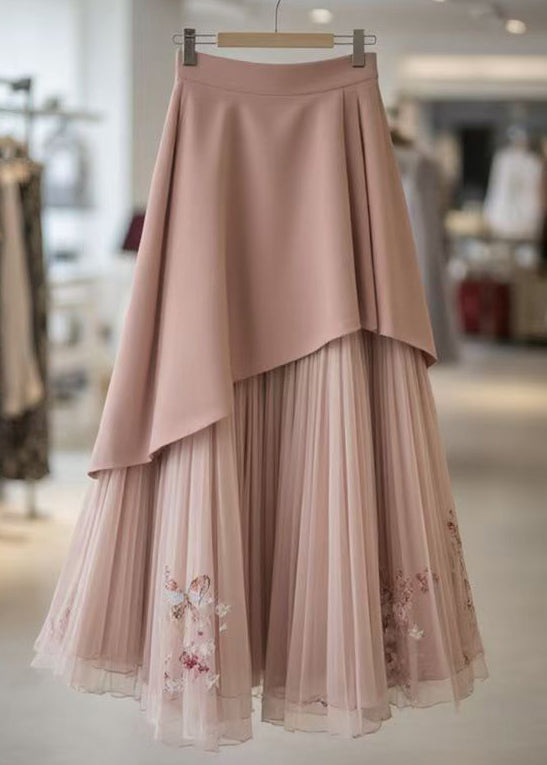 Pink Original Design Wrinkled Chiffon Skirts Summer