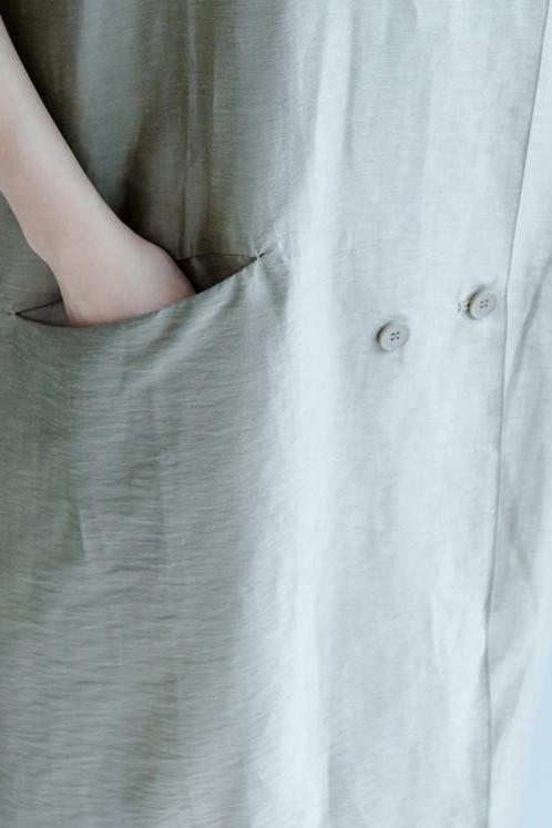 Silk Linen Long Dress Wind Coat