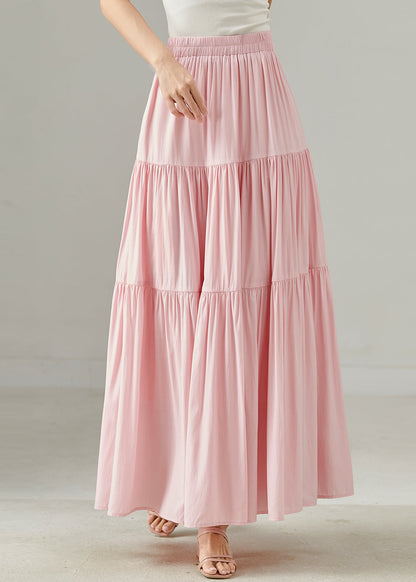 Pink Patchwork Cotton a Line Skirts Exra Large Hem Fall