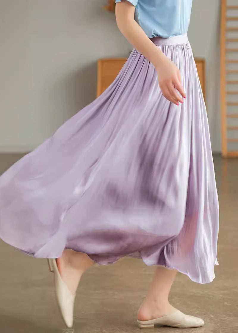 Apricot Elastic Waist Exra Large Hem Silk Skirts Summer