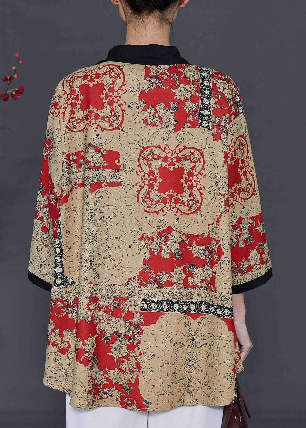 Yellow Oversized Patchwork Print Chiffon Shirt Spring