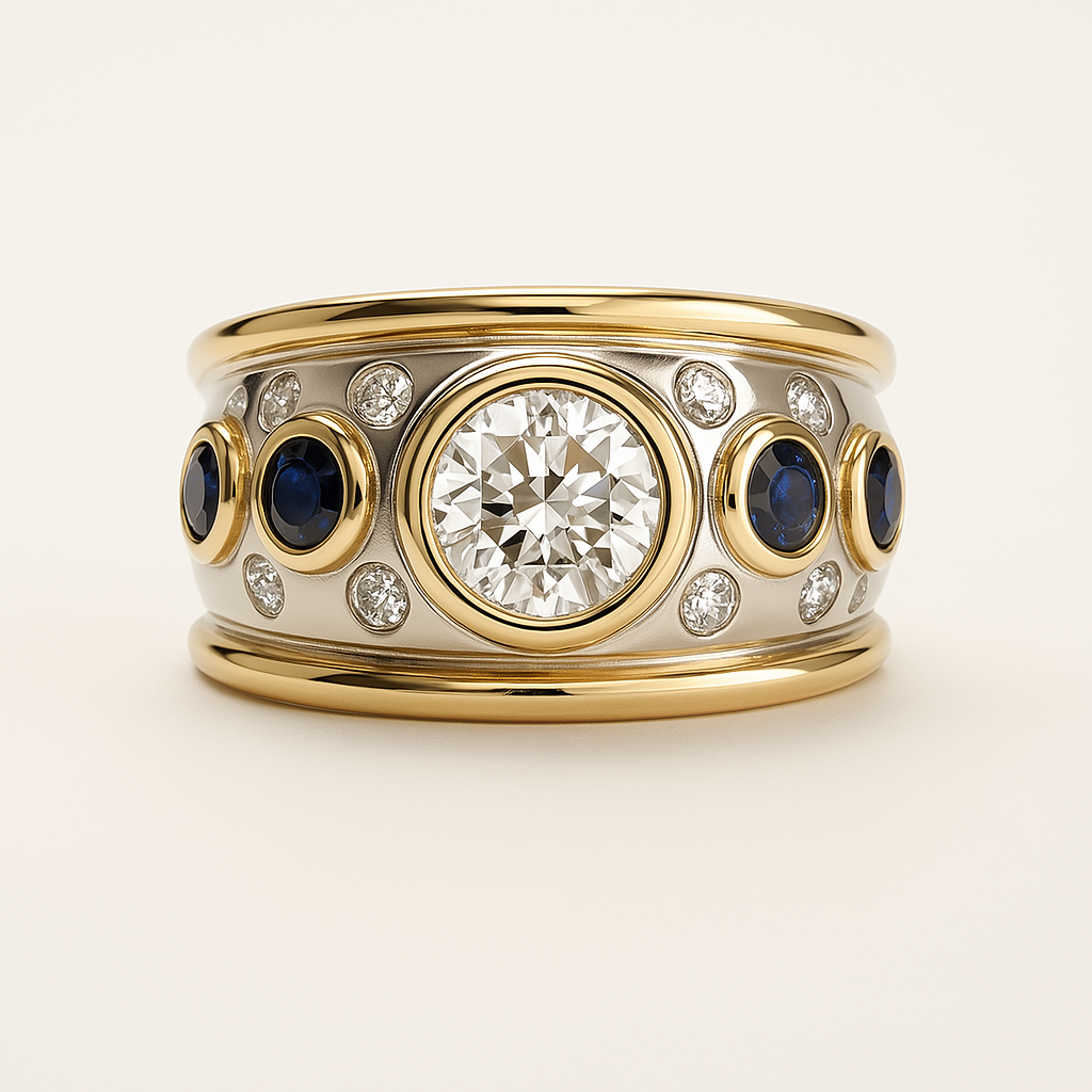 Golden Inlaid Zirconia Ring