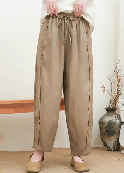 Orange Oversized Patchwork Lace Pants Summer
