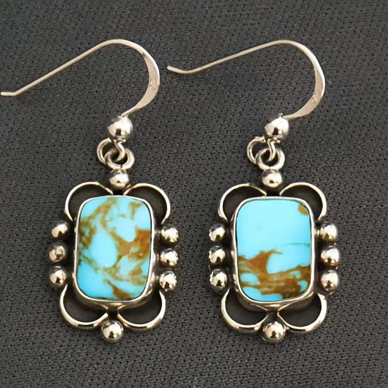Blue Opal Square Earrings