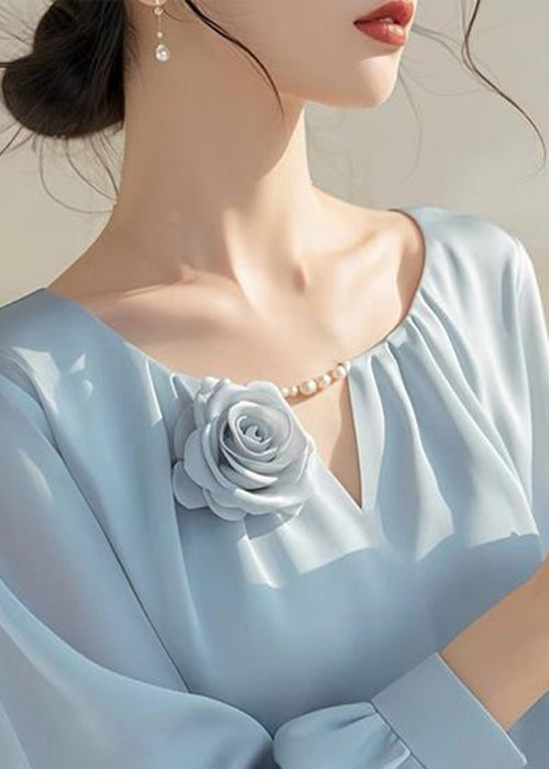 Stylish Blue Chiffon Shirt Fall