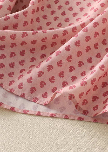 Pink Ruffled Print Cotton Shirts Spring
