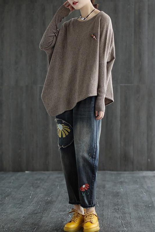 Pure Color Irregular Hem Sweater