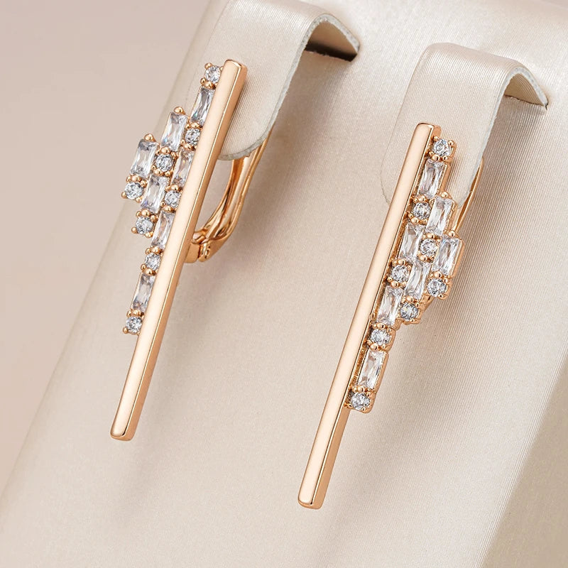 Zirconia Stud Earrings in Gold