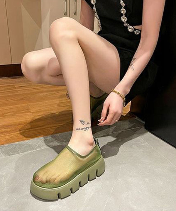 New White Platform Tulle Breathable Loafer Shoes