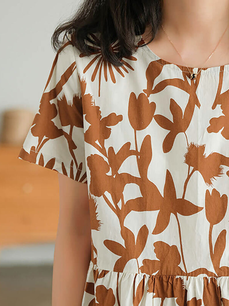 100% Cotton O-neck Dress