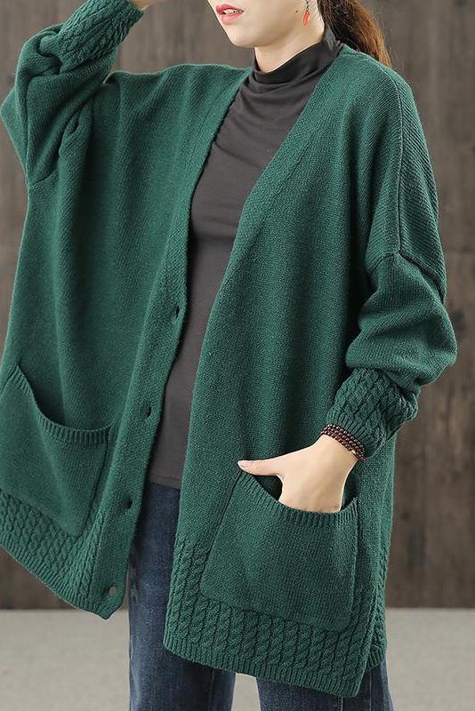 Knitted V-neck Cotton Cardigan Sweater Coat