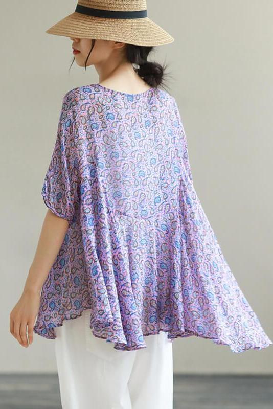 Leaf O Neck Irregular Print Loose T-shirt