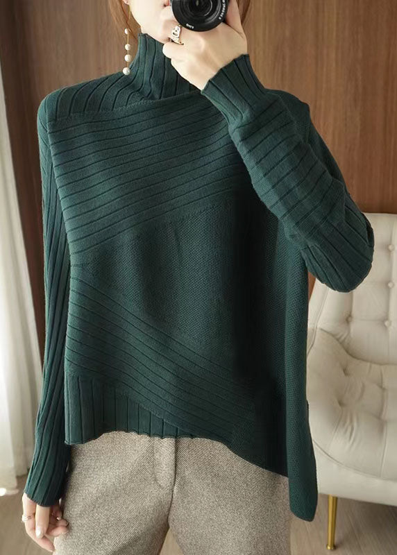 Blue Asymmetrical Knit Sweaters Spring