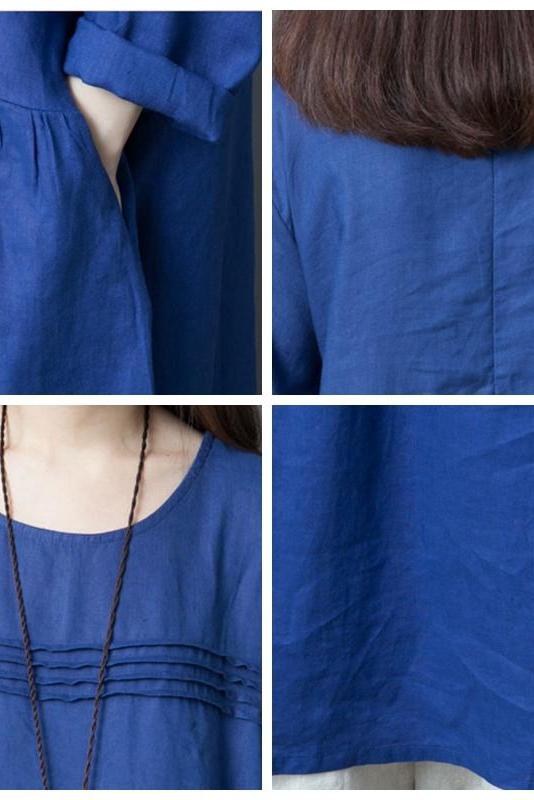 Korea Style Loose Linen Maxi Dresses for