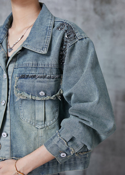 Blue Oversized Denim Coat Fall