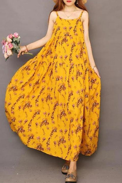 Limited Stock- Summer Printed 100% Cotton Suspender Pinafore Dress