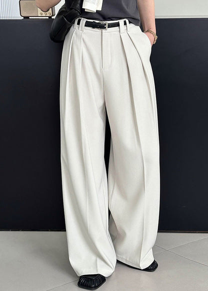 New Beige High Waist Pockets Pants Summer