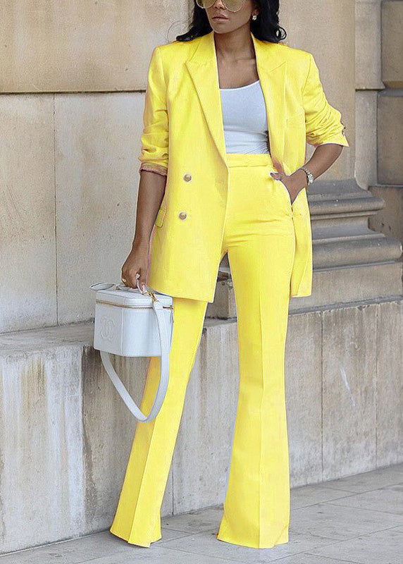 French White Suit Coats and Pants Two Pieces Set Fall
