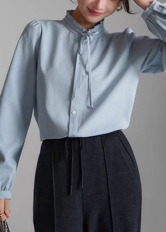 Apricot Ruffled Patchwork Button Shirt Fall