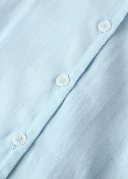 Fitted Blue Notche Button Shirt Spring