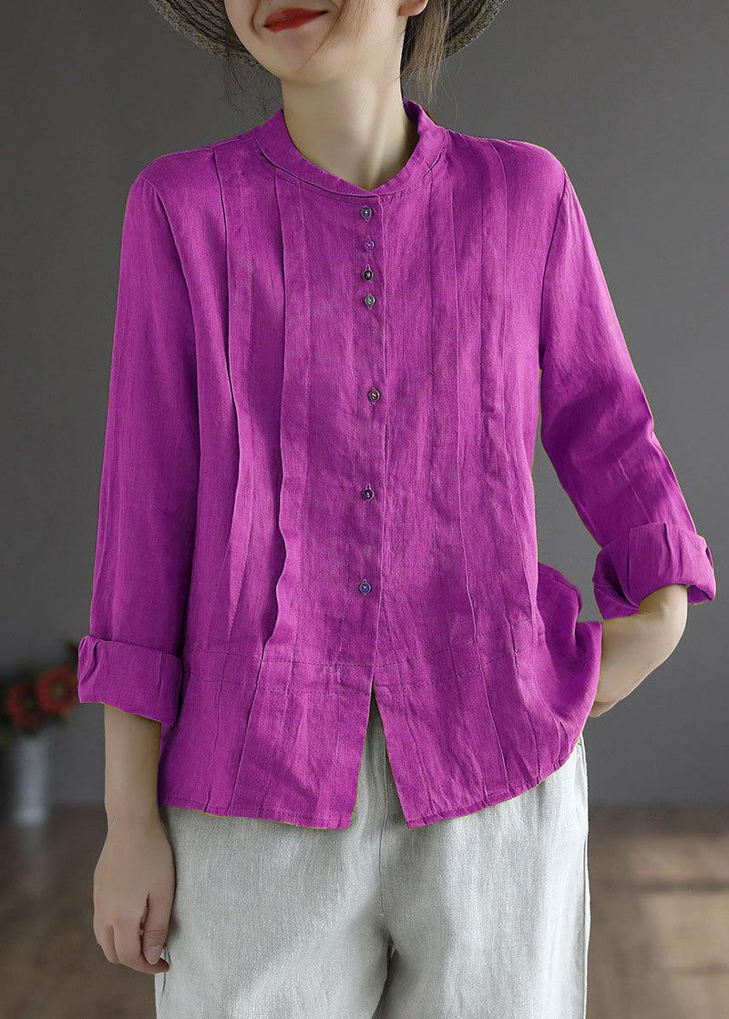 Yellow Button Fall Top Long Sleeve Linen