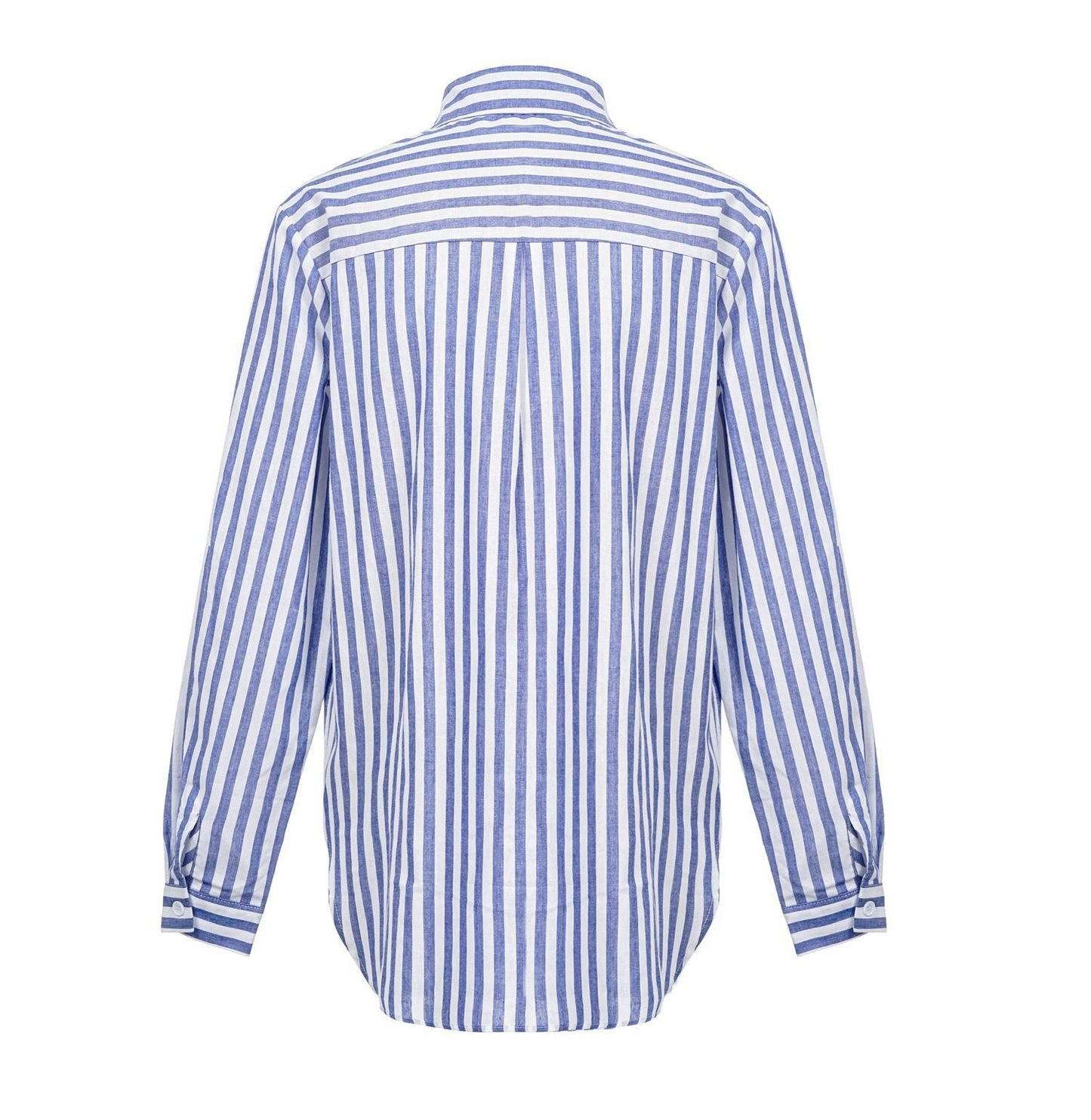 Cotton and Linen Washed Striped Single-breasted Shirt