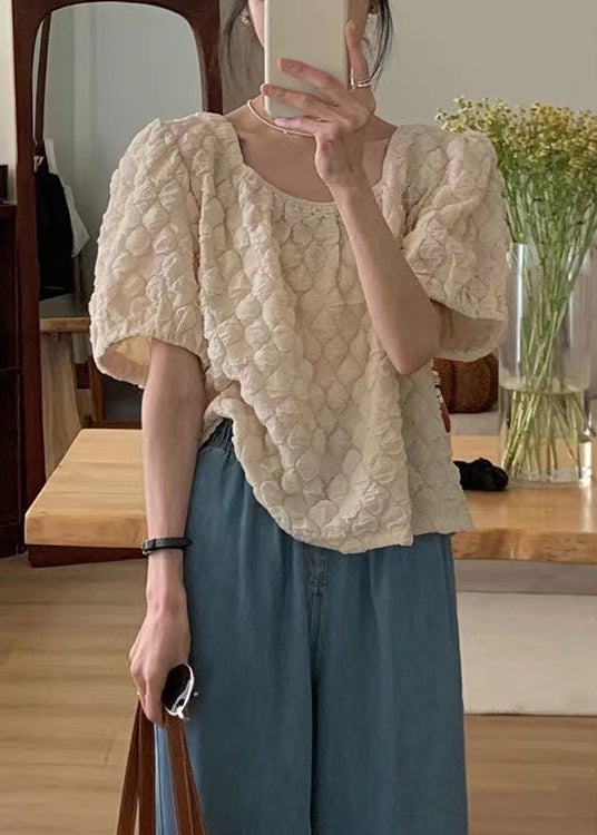 Apricot Square Collar Cotton Top Summer