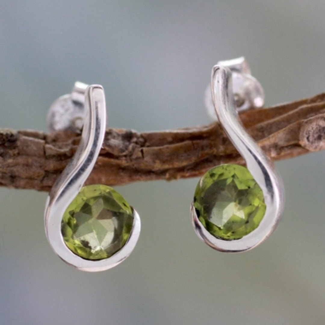 Olive Zirconia Silver Earrings