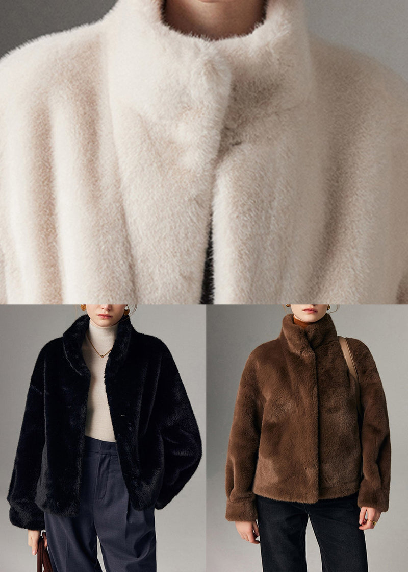 Black Mink Velvet Thick Coat Pockets Winter