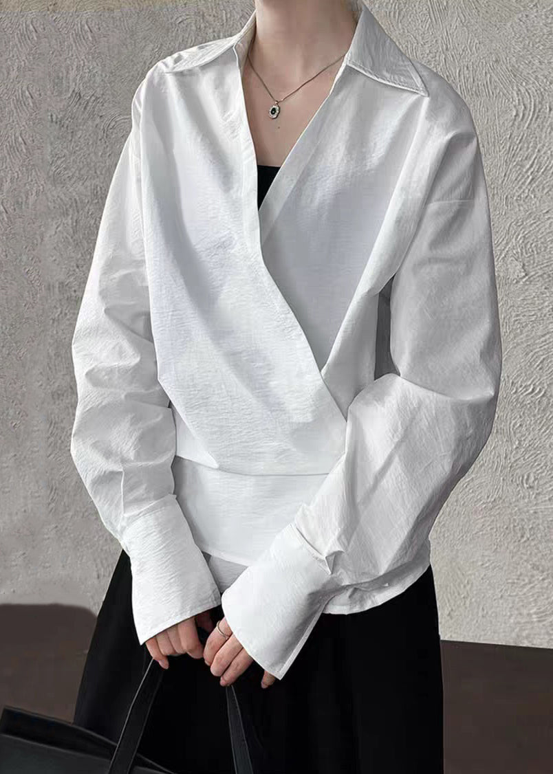White Peter Pan Collar Shirt Lantern Sleeve