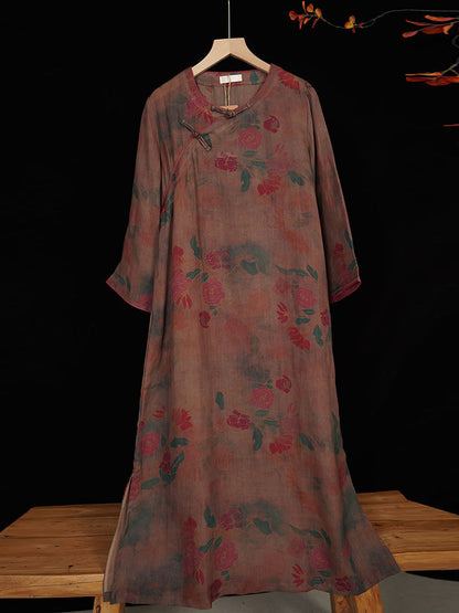 Summer 100%linen Spliced Dress