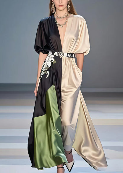 Polychrome Tunic Patchwork Silk Vestidos Dresses Summer