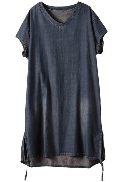 V-neck Lace-up Midi Short Sleeve Dress