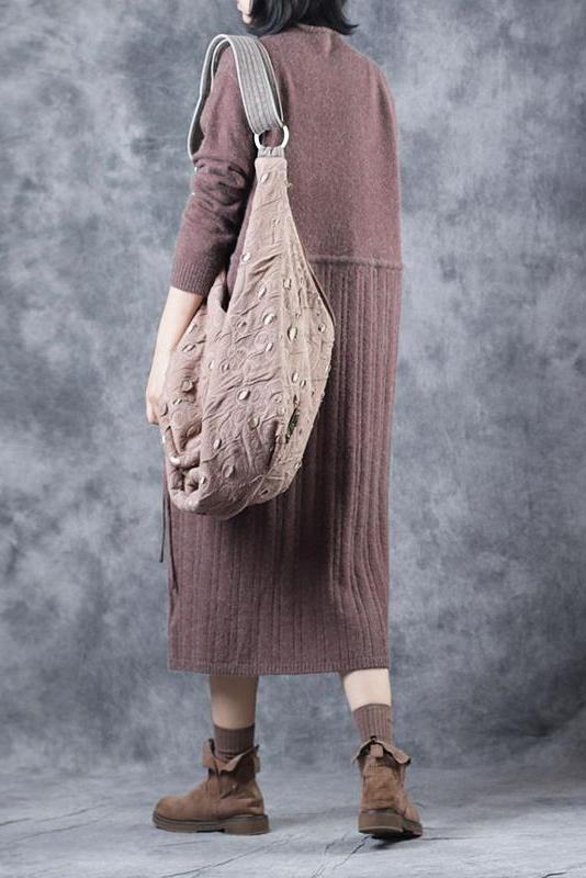 Loose High Neck Base Sweater Dresses for