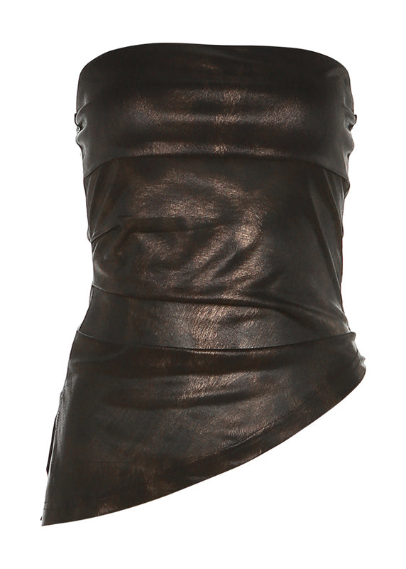 Black Strapless Slim Fit Backless Short Top Summer