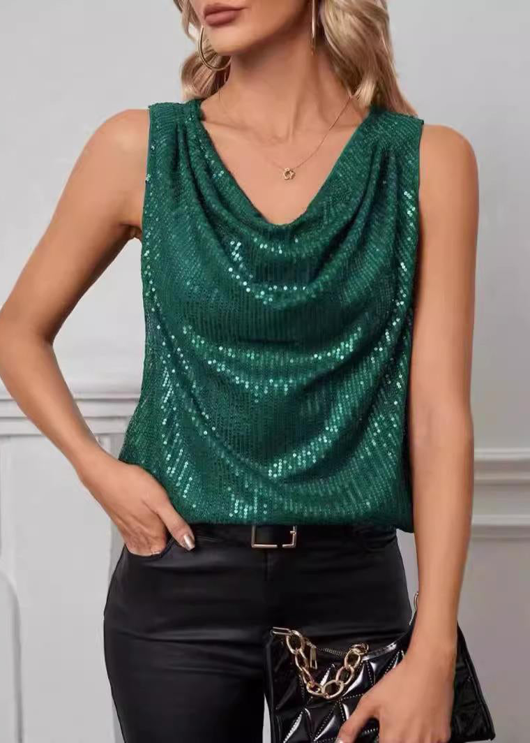 Strapless Sequined Loose Short Pullover Vest