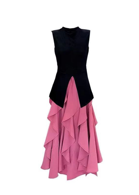 French Black Tops and Ruffled Skirts Two Pieces Summer
