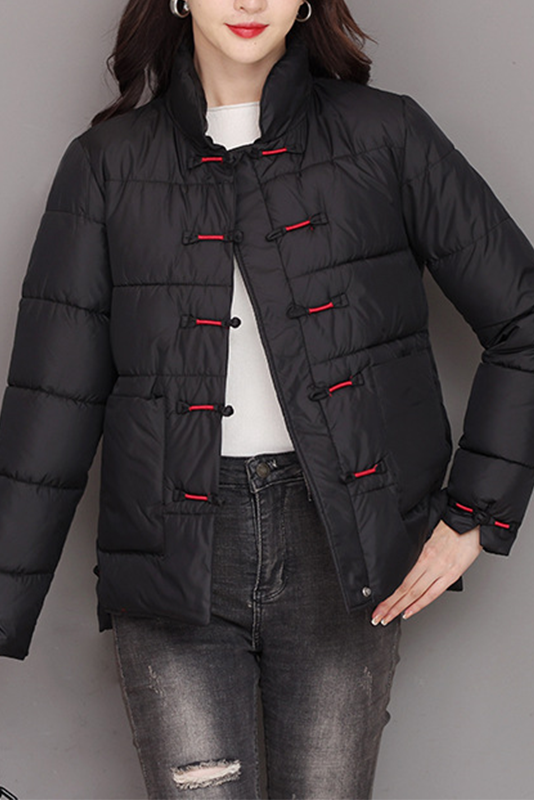 Winter Buckle Stand Collar Down Loose Thick Down Jacket