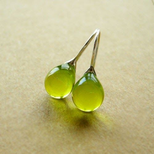 Olive Glass Earrings