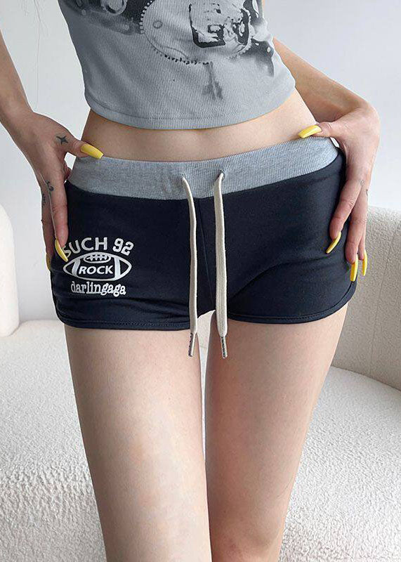 Letter Printed Lace Up Workout Gym Shorts Running Shorts
