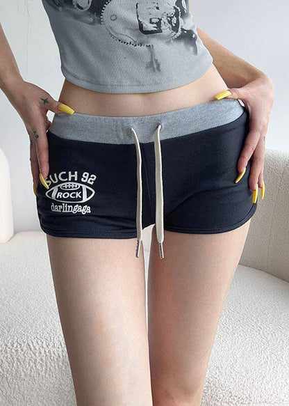 Letter Printed Lace Up Workout Gym Shorts Running Shorts