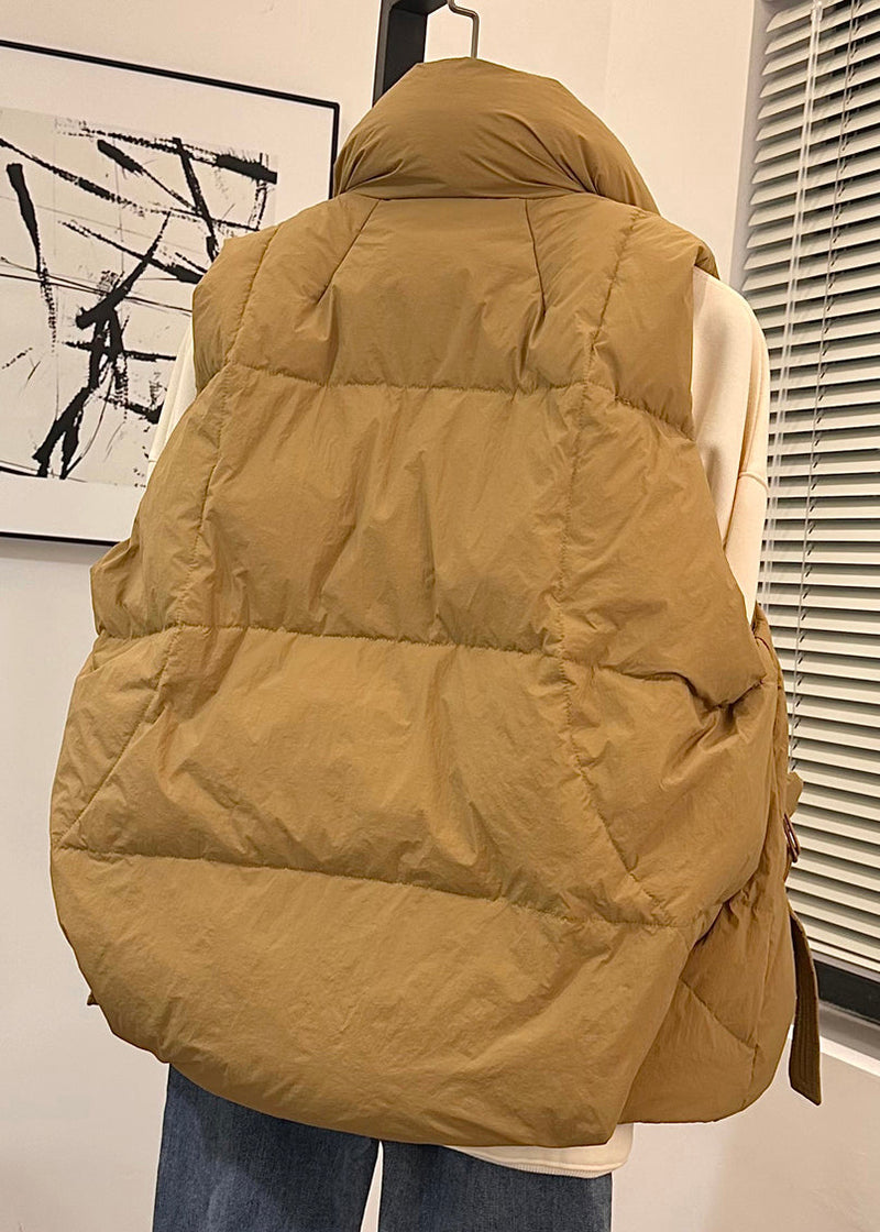 Loose Ginger Yellow Zip Up Pockets Duck Down Waistcoat Spring
