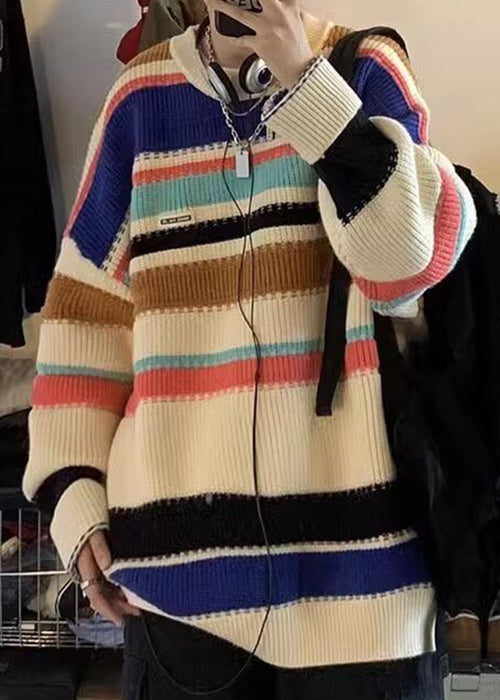 Rainbow Striped Cozy Knit Sweaters Winter