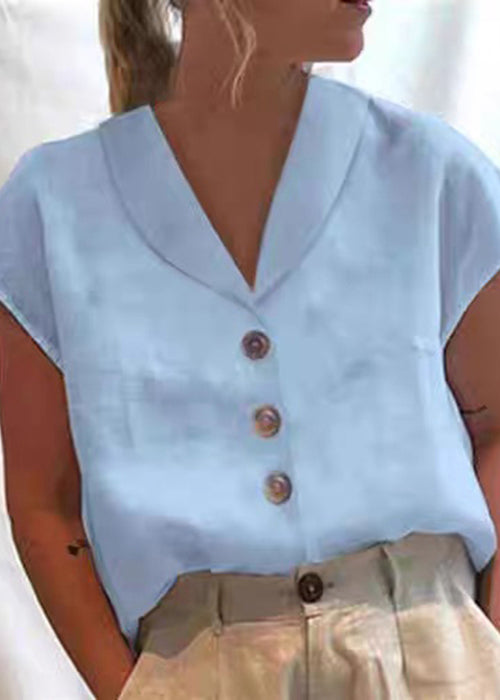 Loose White Peter Pan Collar Button Cotton Shirt Summer
