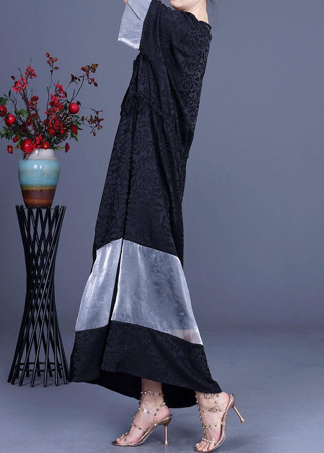 Black Jacquard Patchwork Silk Cardigans Long