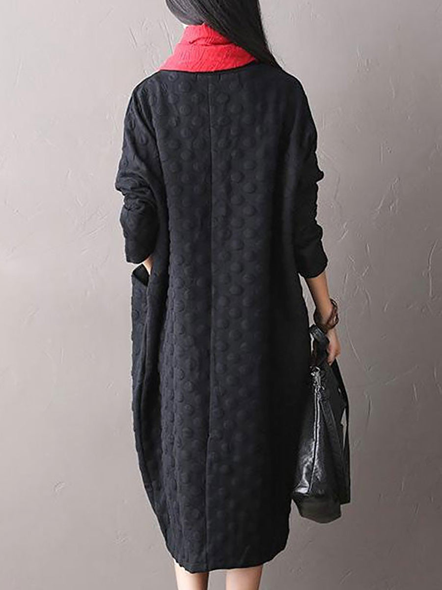 Polka Dot Stretch Cotton Long Sleeve Dress