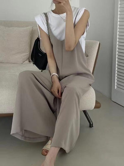 U-neck Loose Suspenders Jumpsuit