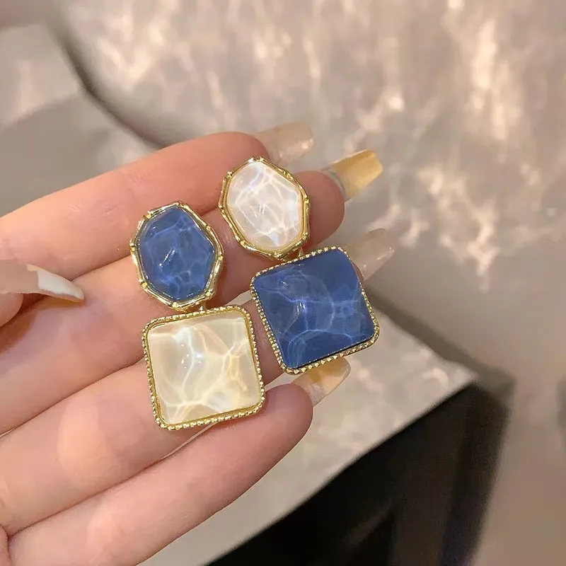 Blue & White Stone Earrings