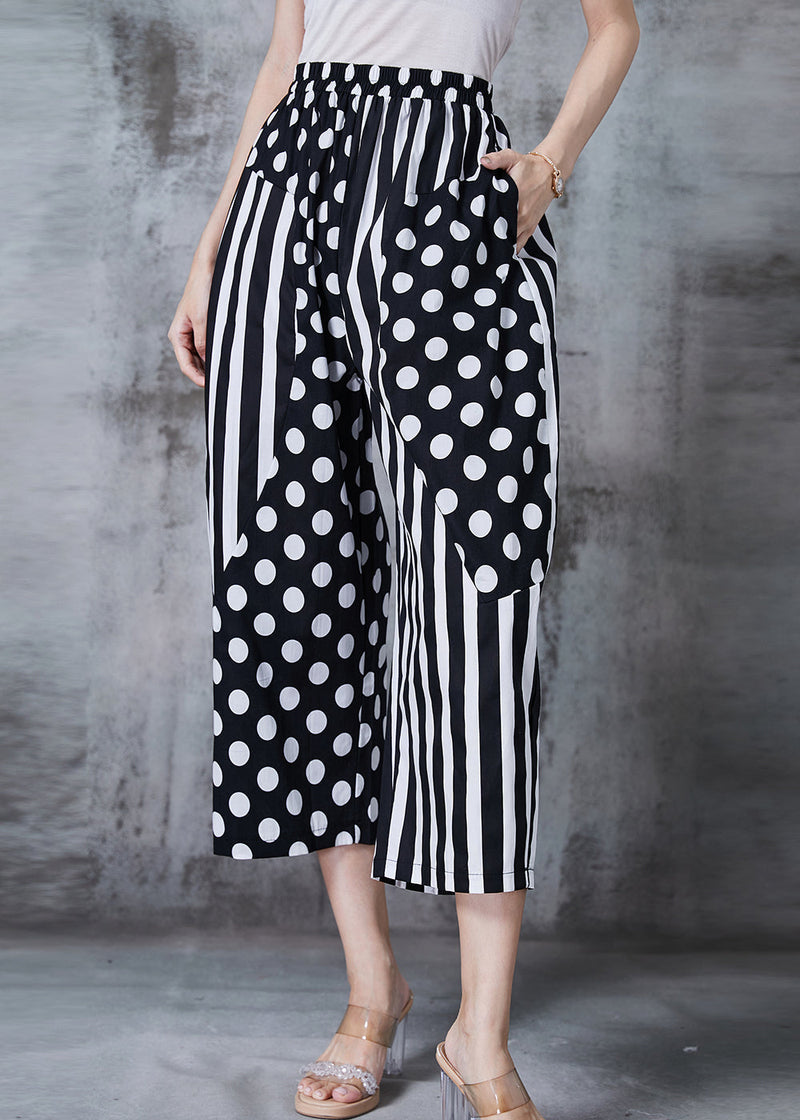 Black Asymmetrical Patchwork Cotton Harem Pants Summer